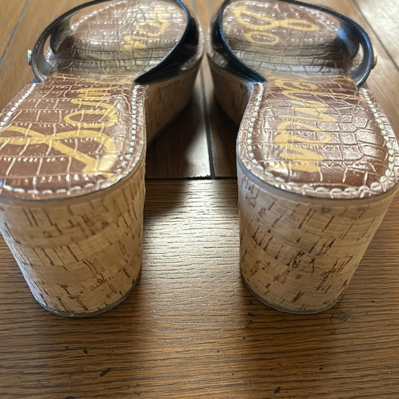 Sam Edelman Reid cork wedge platform slide with patent leather details - Picture 4 of 12